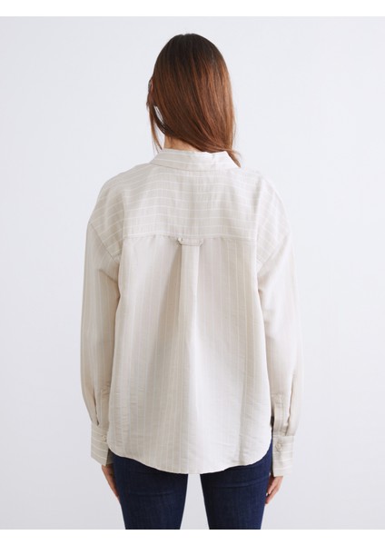 Çizgili Poplin Kadın Gömlek