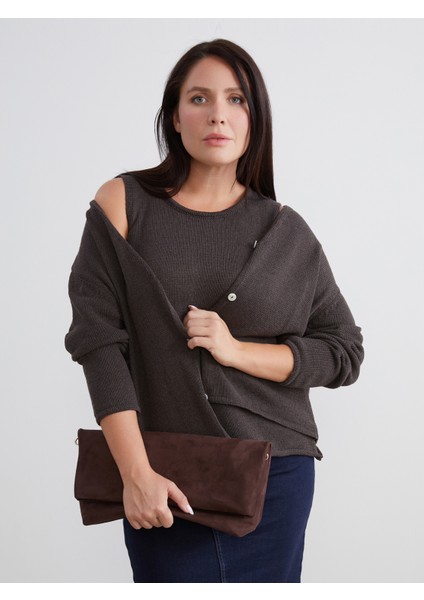 Büyük Beden V Yaka Kadın Triko Hırka