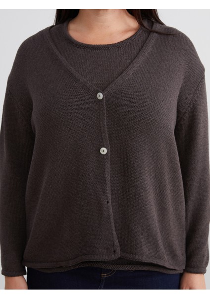 Büyük Beden V Yaka Kadın Triko Hırka modelleri