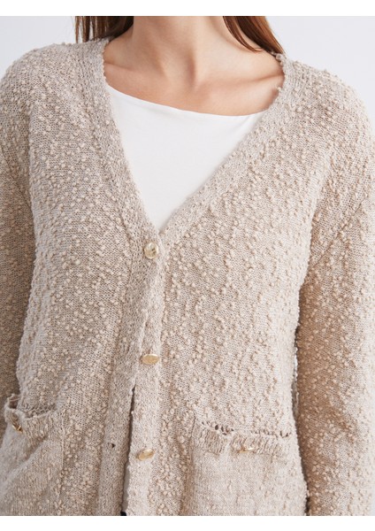 V Yaka Dokulu Kadın Triko Hırka modelleri