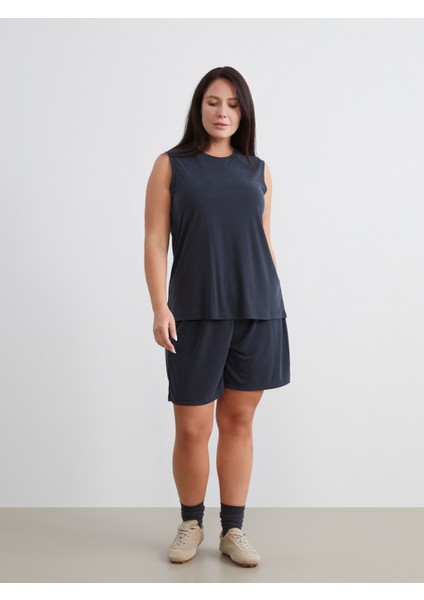 Beli Lastikli Modal Karışımlı Kadın Şort