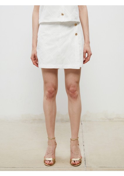 Beli Fermuarlı Ajurlu Brode Kadın Şort Etek fiyatları