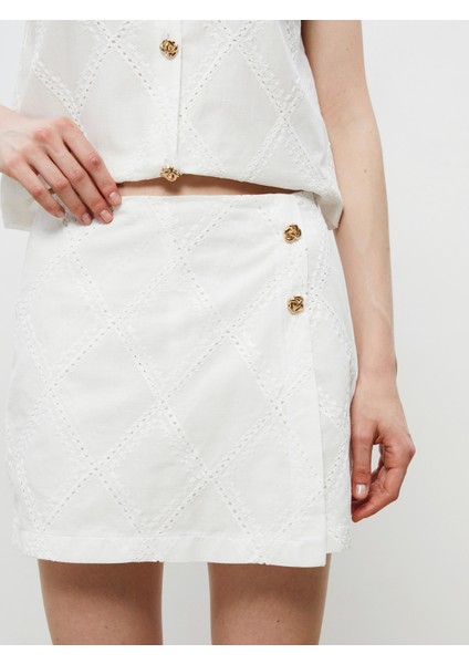 Beli Fermuarlı Ajurlu Brode Kadın Şort Etek modelleri