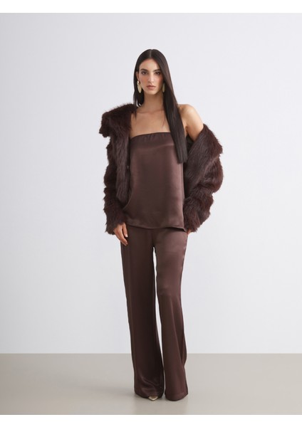 Loose Fit Saten Kadın Pantolon