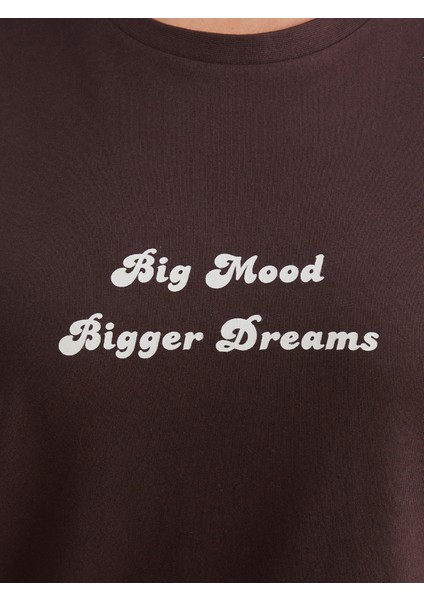 Büyük Beden Bisiklet Yaka Baskılı Kadın Tişört modelleri