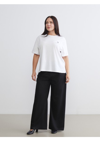 Büyük Beden Bisiklet Yaka Baskılı Kadın Tişört fiyatları