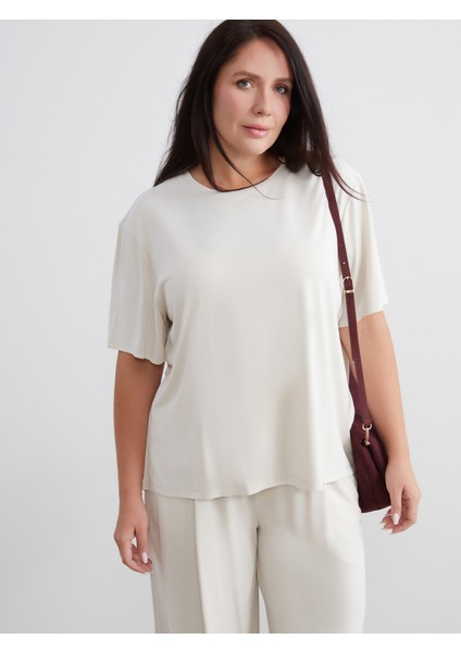 Büyük Beden Modal Karışımlı Kadın Tişört