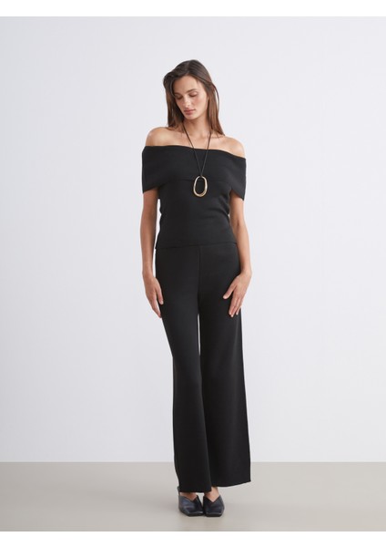 Beli Lastikli Kadın Triko Pantolon