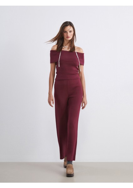 Beli Lastikli Kadın Triko Pantolon