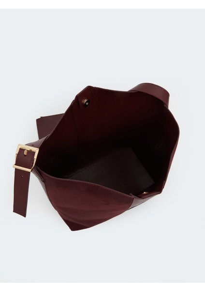 Süet Görünümlü Kadın Omuz Çantası ve Cüzdan