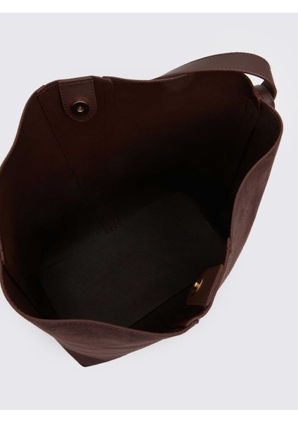 Süet Görünümlü Kadın Omuz Çantası ve Cüzdan