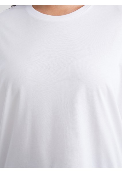 Büyük Beden Bisiklet Yaka Oversize Kadın Tişört modelleri