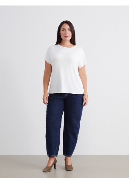 Büyük Beden Bisiklet Yaka Oversize Kadın Tişört fiyatları