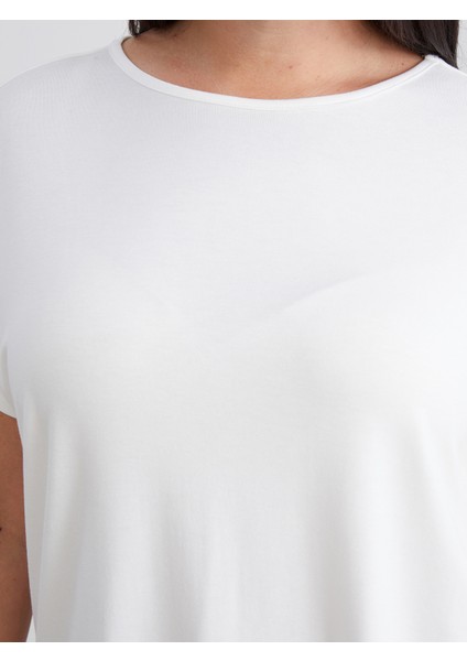 Büyük Beden Bisiklet Yaka Oversize Kadın Tişört modelleri