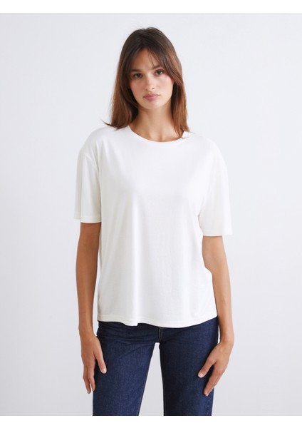 Bisiklet Yaka Modal Karışımlı Kadın Tişört 2'li modelleri