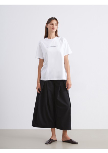 Bisiklet Yaka Slogan Baskılı Oversize Kadın Tişört fiyatları