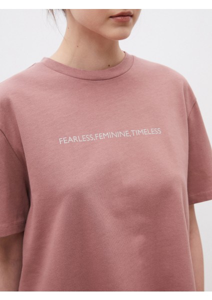 Bisiklet Yaka Baskılı Oversize Kadın Tişört modelleri