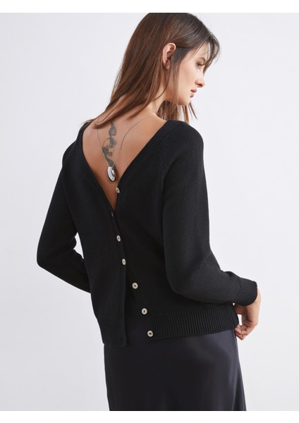 V Yaka Kadın Triko Hırka