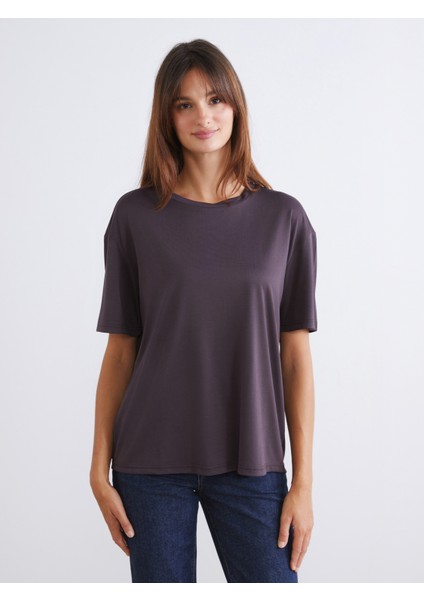 Bisiklet Yaka Modal Karışımlı Kadın Tişört 2'li modelleri