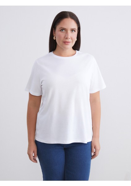 Büyük Beden Bisiklet Yaka Kadın Tişört 2'li fiyatları