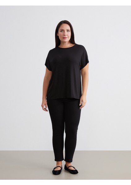 Büyük Beden Bisiklet Yaka Oversize Kadın Tişört fiyatları