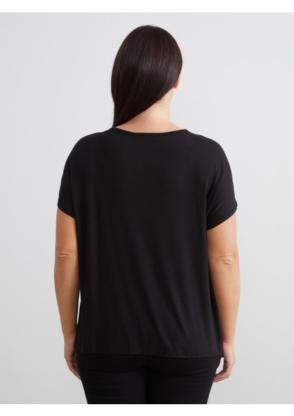 Büyük Beden Bisiklet Yaka Oversize Kadın Tişört fırsatları