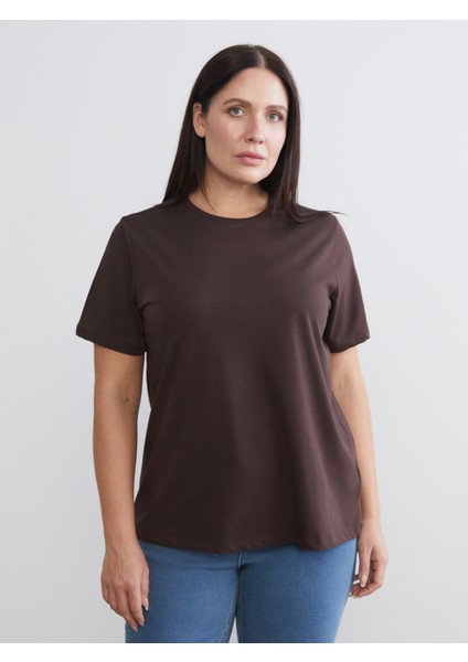 Büyük Beden Bisiklet Yaka Kadın Tişört 2'li modelleri