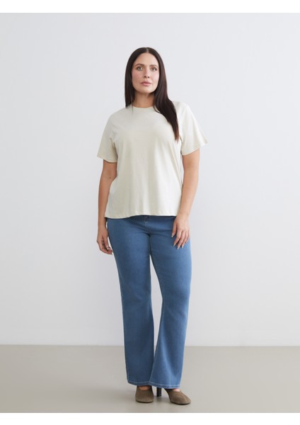 Büyük Beden Bisiklet Yaka Kadın Tişört 2'li fırsatları