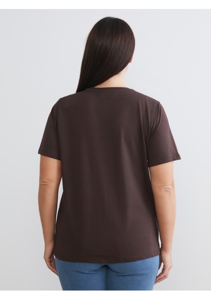 Büyük Beden Bisiklet Yaka Kadın Tişört 2'li