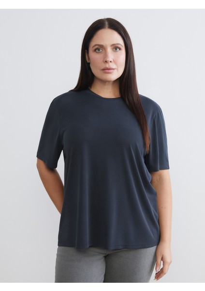 Büyük Beden Bisiklet Yaka Kadın Tişört 2'li fiyatları