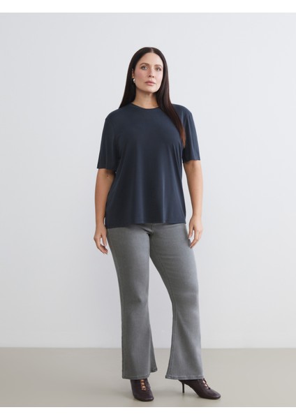 Büyük Beden Bisiklet Yaka Kadın Tişört 2'li fırsatları