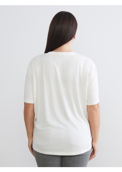 Büyük Beden Bisiklet Yaka Kadın Tişört 2'li