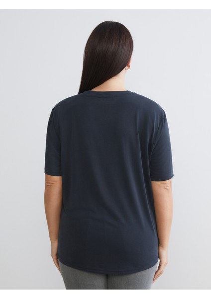 Büyük Beden Bisiklet Yaka Kadın Tişört 2'li