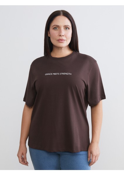 Büyük Beden Baskılı Kadın Tişört 2'li modelleri