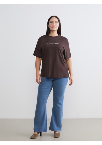 Büyük Beden Baskılı Kadın Tişört 2'li fırsatları