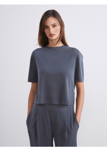 Modal Karışımlı Oversize Kadın Tişört