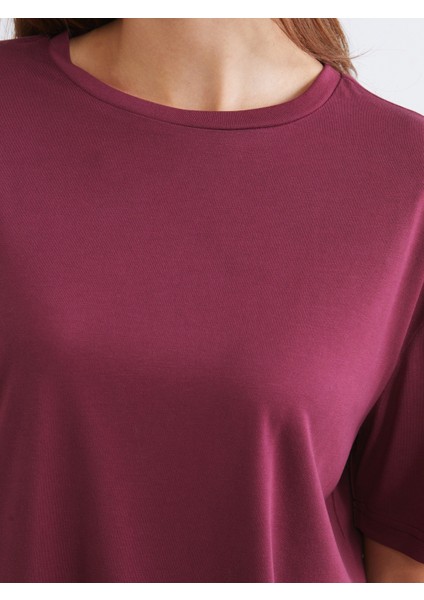 Bisiklet Yaka Modal Karışımlı Kadın Tişört 2'li