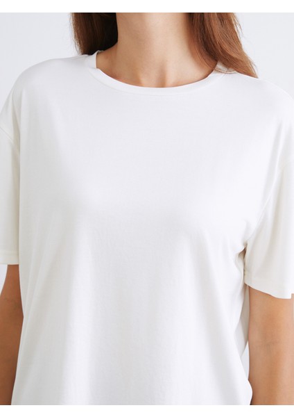 Bisiklet Yaka Modal Karışımlı Kadın Tişört 2'li