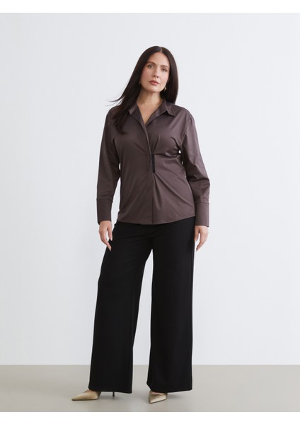 Büyük Beden Beli Lastikli Kadın Pantolon