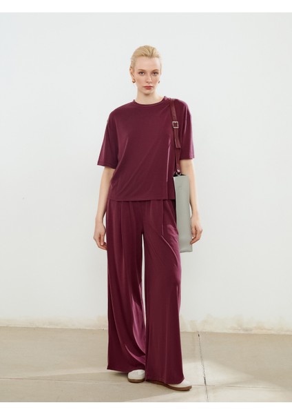 Bisiklet Yaka Modal Karışımlı Kadın Tişört fiyatları