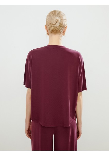 Bisiklet Yaka Modal Karışımlı Kadın Tişört fırsatları