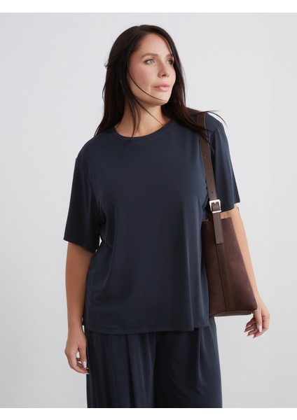 Büyük Beden Modal Karışımlı Kadın Tişört