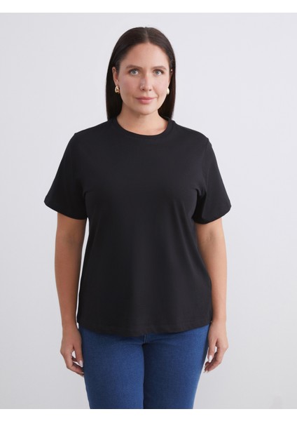 Büyük Beden Bisiklet Yaka Kadın Tişört 2'li fiyatları