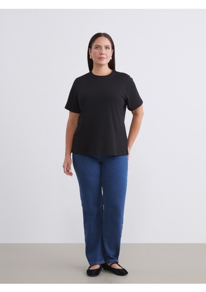 Büyük Beden Bisiklet Yaka Kadın Tişört 2'li fırsatları