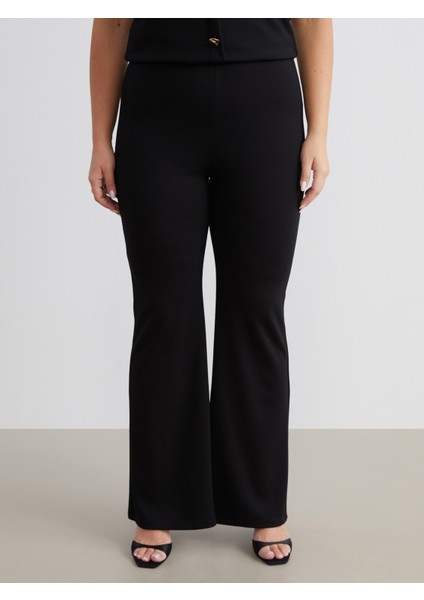 Büyük Beden Dar Fit Ispanyol Paça Kadın Pantolon fiyatları