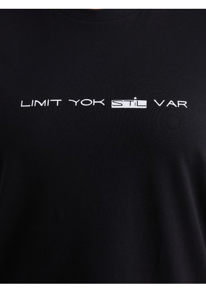 Büyük Beden Bisiklet Yaka Baskılı Kadın Tişört modelleri