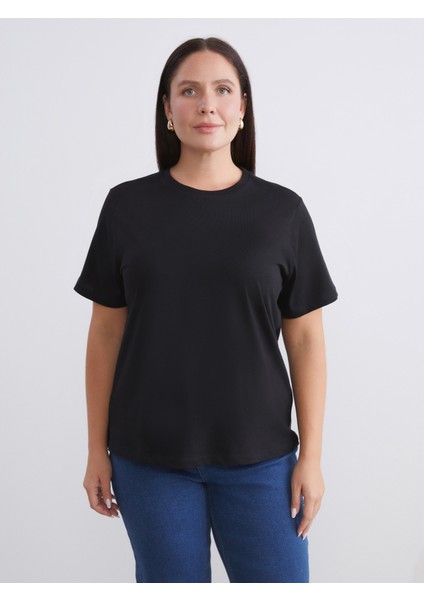 Büyük Beden Bisiklet Yaka Kadın Tişört 2'li fiyatları