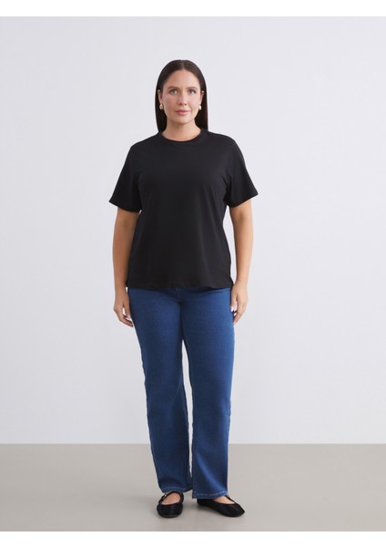 Büyük Beden Bisiklet Yaka Kadın Tişört 2'li fırsatları