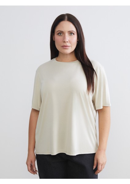 Büyük Beden Bisiklet Yaka Kadın Tişört 2'li fiyatları