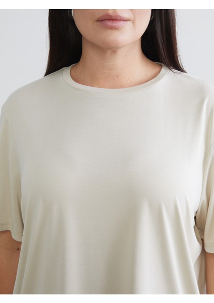 Büyük Beden Bisiklet Yaka Kadın Tişört 2'li indirimleri